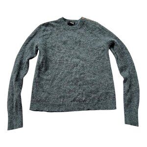 Brooklyn Industries knit sweater gray blue wool Small alpaca buttons pullover